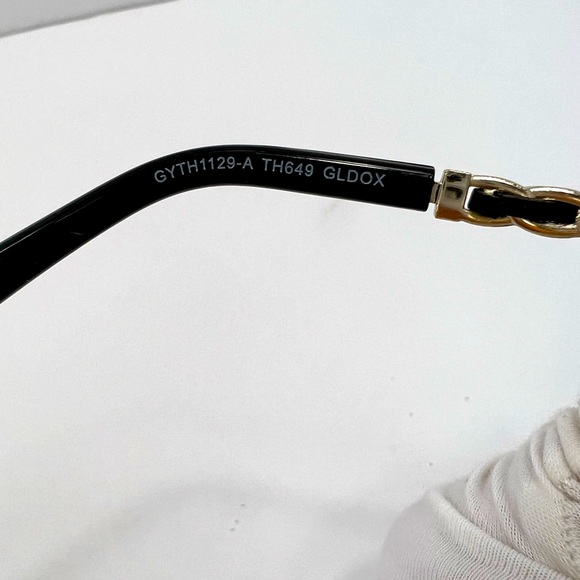 TAHARI AVIATOR 100% UV PROTECT SUNGLASSES,GOLD METAL FRAME, WOVEN LEATHER SIDES - Picture 12 of 14